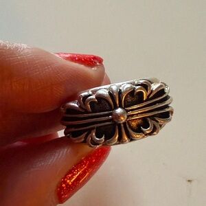 Chrome Hearts FLRL CRS Floral Cross Ring Silver